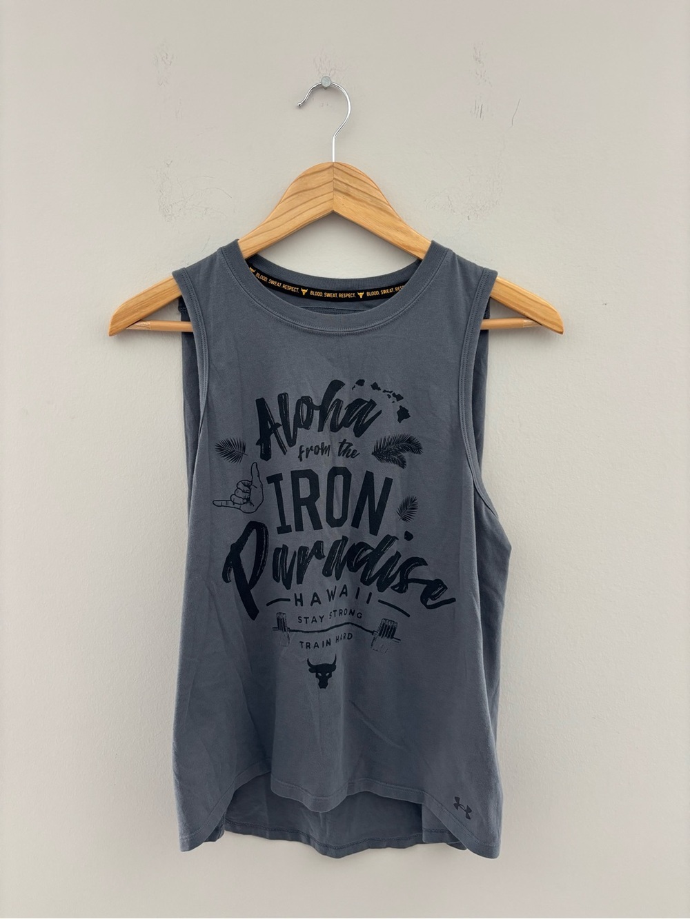 Under Armour Project Rock Gray Graphic Muscle Tank Women's L